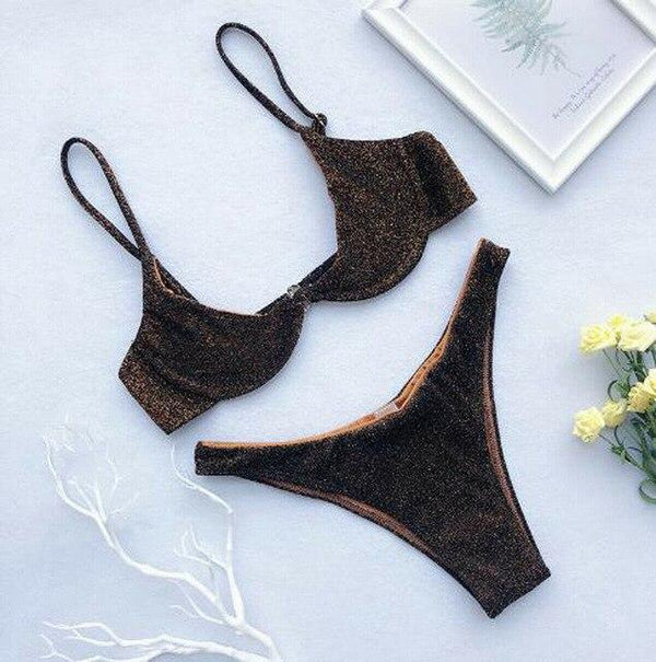 2019 Summer Sexy Womens Sequins Padded Push Up Bras Swimsuits Ladies Glittering Swimming Suit Swimsuit Swimwear Bikini Set