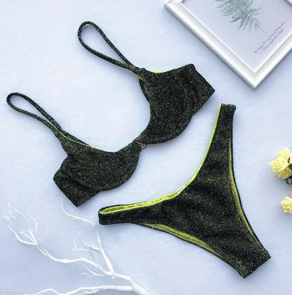 2019 Summer Sexy Womens Sequins Padded Push Up Bras Swimsuits Ladies Glittering Swimming Suit Swimsuit Swimwear Bikini Set