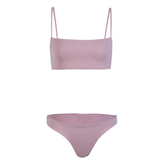 Sexy Summer Swimwear Women Solid Bikini Set Push-up UnPadded Bra Swimsuit Triangle Bathing Suit Swimming Suit biquini