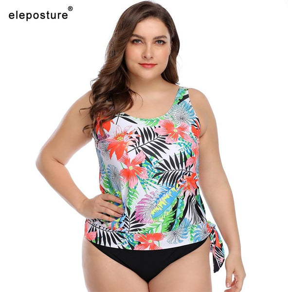 Swimwear Women 2019 Tankini Swimsuits Two Piece Swimsuit Female Floral Print Bathing Suit Beach Wear Plus Size Swimming Suit XXL