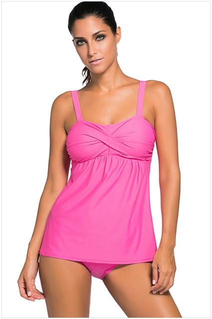 2018 Tankini Plus Size Swimming Suit 4XL Loose Swimsuit Women's Separate Bikini Waist Bather Push Up Padded Wire Free Swimwear