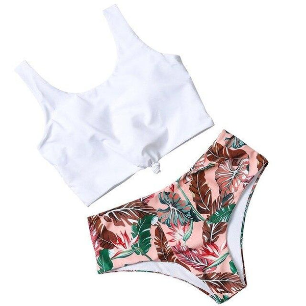 MUQGEW Women Sexy Flower Print Tie Bikini Set Women Two Piece Swimsuit Swimwear Swimsuit Beachwear Swim Wear large size #0517