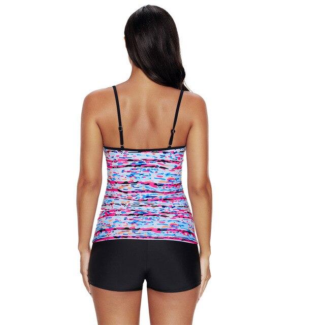 4XL Two piece  Plus size Tankini Set Large Swimwear Retro Women 2019 Swim Sport Swimsuit Bather Beach Wear Trunks Bathing Suit