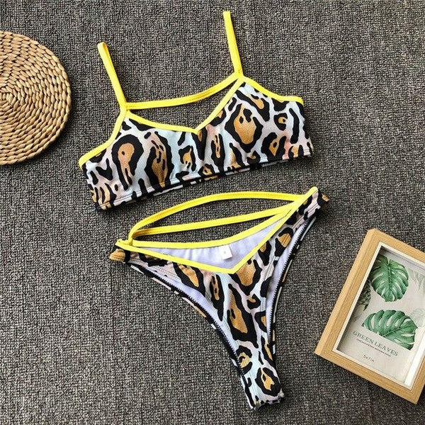 Leopard Fashion Two Piece Women Sexy Plus Size Swimwear Bathing Suit Biquini with Maillot De Bain Femme 2019 Swimsuit Swimming
