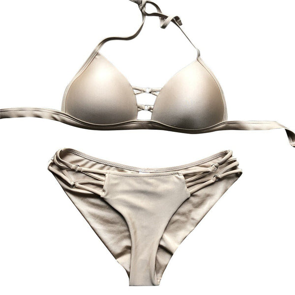 MUQGEW Fashion Solid Women Sexy Bikini Set Solid Color Sport Swimwear Push-Up Padded Swimsuit Breathable Swim Suit #1220