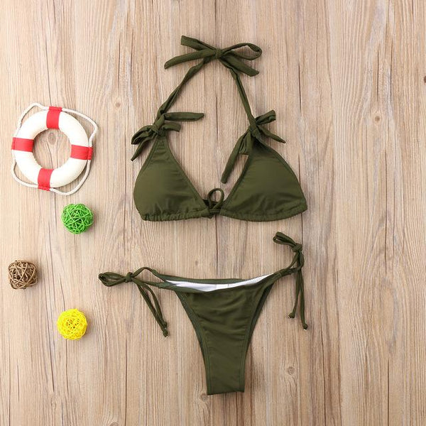 2018 new summer Swimwear Women Sexy bandage bowknot Bikini Setlace up Push-Up padded Swimsuit Bathing Beachwear swimming clothes