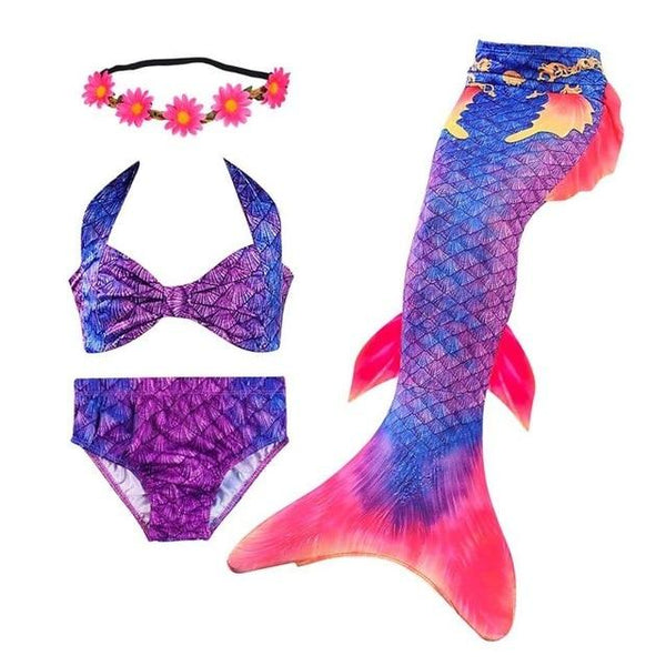 2019 Kids Children Mermaid Tails for Swimming Mermaid tail with Monofin Girls Costumes Swimmable Swimsuit with Bikini Flipper