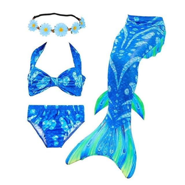 2019 Kids Children Mermaid Tails for Swimming Mermaid tail with Monofin Girls Costumes Swimmable Swimsuit with Bikini Flipper