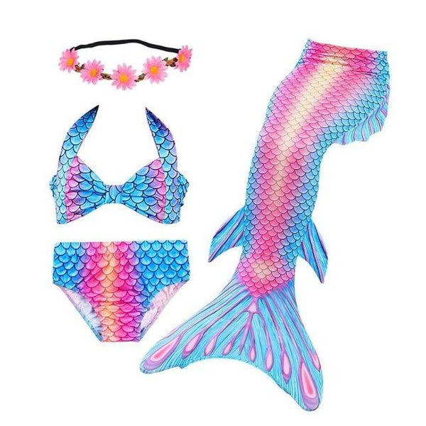 2019 Kids Children Mermaid Tails for Swimming Mermaid tail with Monofin Girls Costumes Swimmable Swimsuit with Bikini Flipper