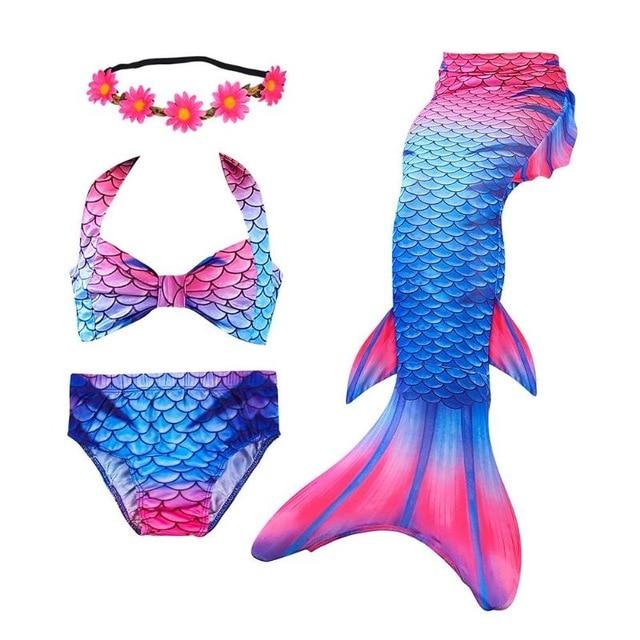 2019 Kids Children Mermaid Tails for Swimming Mermaid tail with Monofin Girls Costumes Swimmable Swimsuit with Bikini Flipper