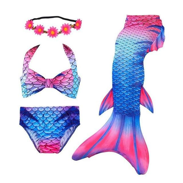2019 Kids Children Mermaid Tails for Swimming Mermaid tail with Monofin Girls Costumes Swimmable Swimsuit with Bikini Flipper