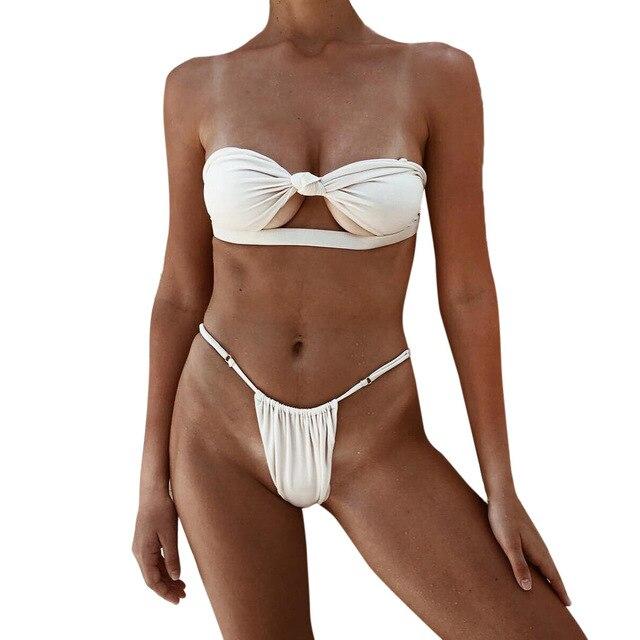 MUQGEW Sexy Thong Biquini Push-Up Padded Bra Breathable Swim Suit Swimsuit Beachwear Bandeau Swimwear maillot de bain femme #424