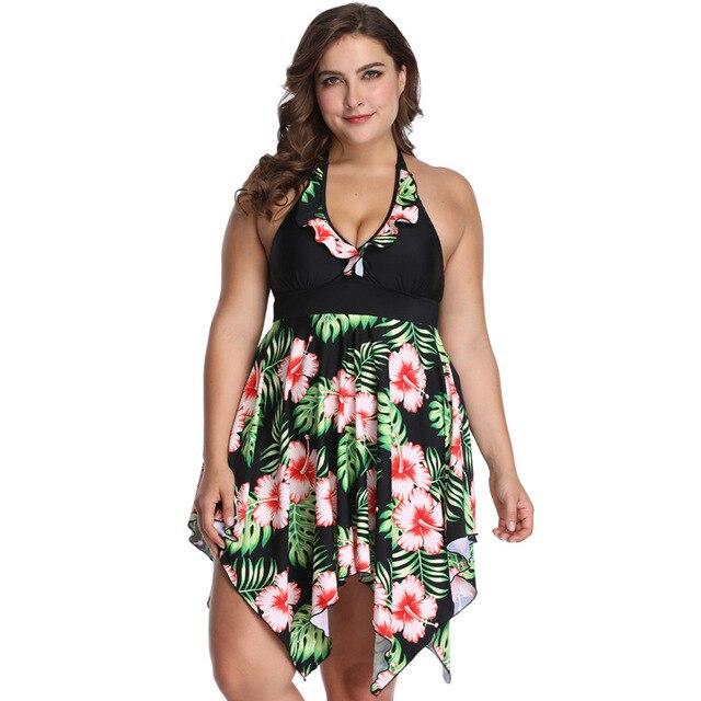 2PCS Bathing Plus size women bikini set halter Push-up Padded beach dress swimming bottom 2XL~6XL 2019 Brazilian floral swimsuit