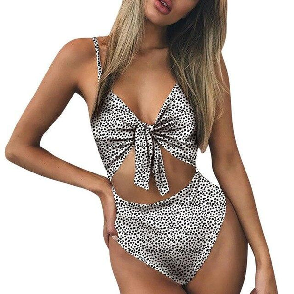 2019 New  Women's Fashion Summer Beach Wear Swimming Women One-Piece Swimsuit Padded Bra Beach Dot Snake Bikini Set Swimwear