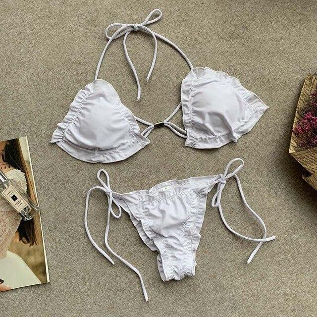 mini micro swimming suit bikini bathing suit ladies swimwear low waisted split swimsuit 2019 white thong bandage bikinis tankini