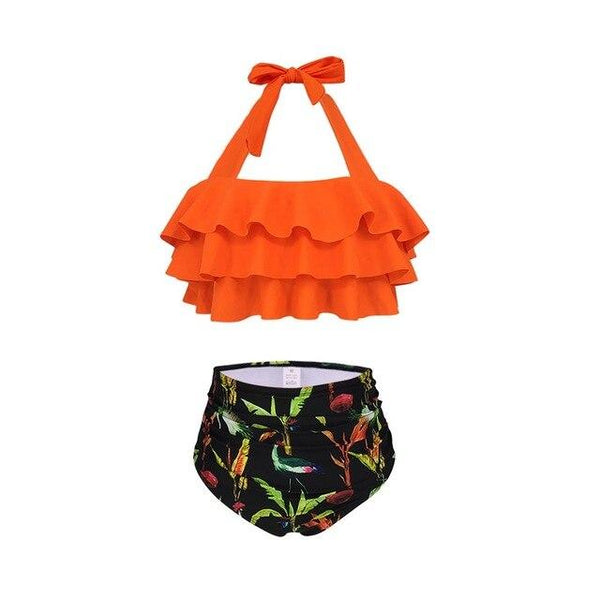 Tankini Girls Swimwear 2019 Push Up 2 Piece Swimsuit Women Brazilian Swim Suit Halter Ruffled Girl Beach Maio Feminino Praia
