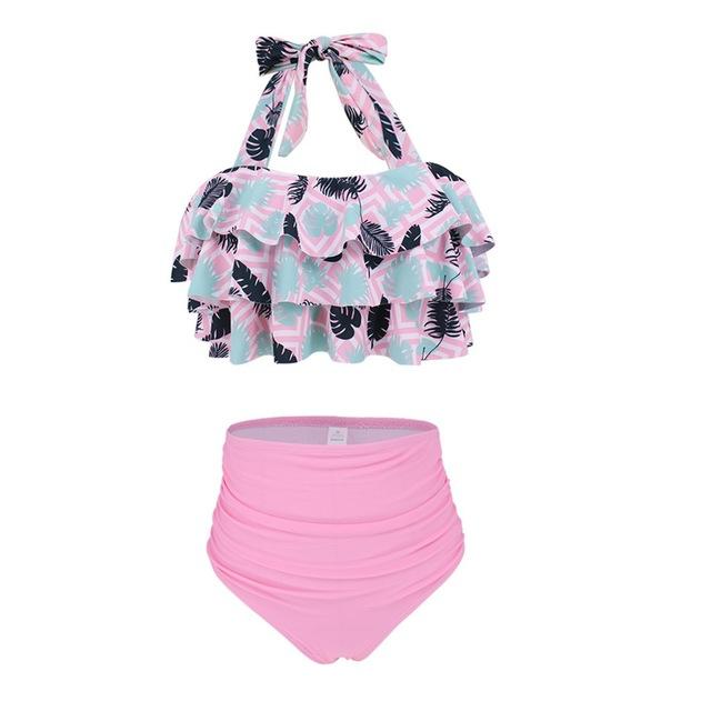 Tankini Girls Swimwear 2019 Push Up 2 Piece Swimsuit Women Brazilian Swim Suit Halter Ruffled Girl Beach Maio Feminino Praia