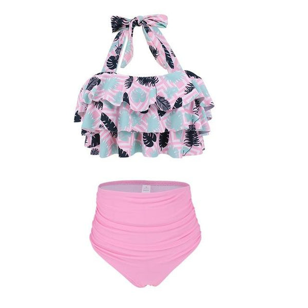 Tankini Girls Swimwear 2019 Push Up 2 Piece Swimsuit Women Brazilian Swim Suit Halter Ruffled Girl Beach Maio Feminino Praia
