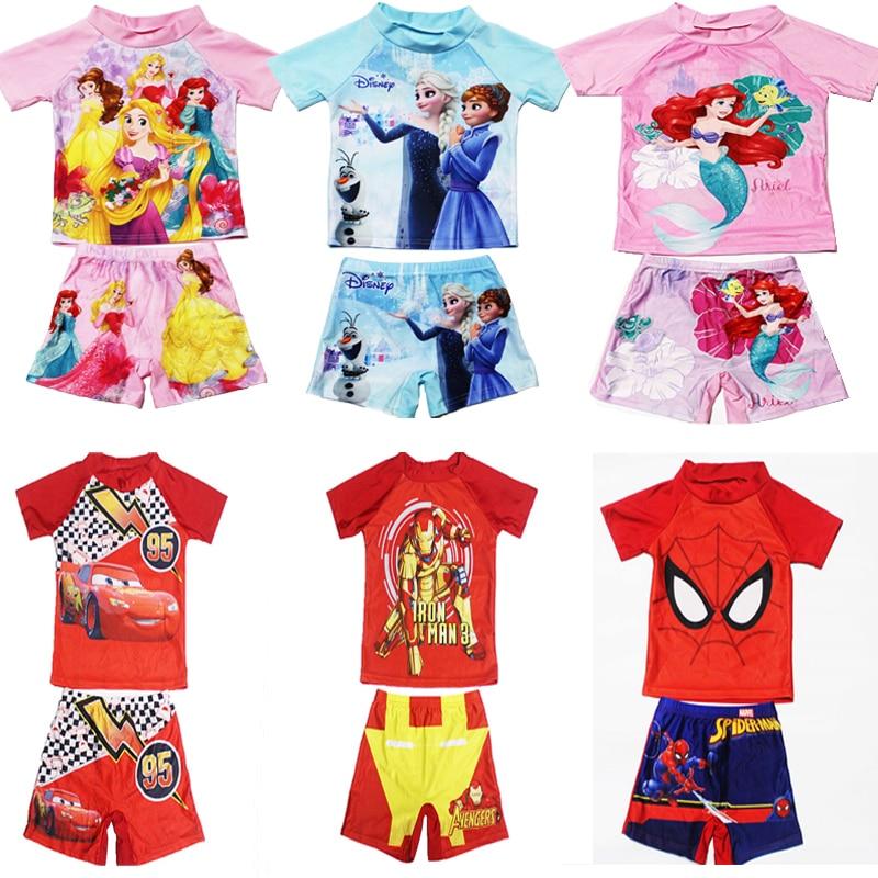 Kids Girl Swimsuit 2019 Baby Boy Cartoon Printing Swim Suit Girls Two Pieces Swim Short Boy Beach Swimsuit For Baby Boy