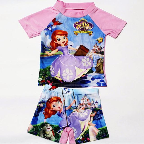 Kids Girl Swimsuit 2019 Baby Boy Cartoon Printing Swim Suit Girls Two Pieces Swim Short Boy Beach Swimsuit For Baby Boy