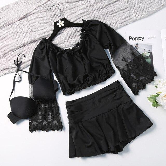 Swimsuit Fused Female Swimwear Women Swim Suits Separate Bikinis Ladies Tankini With High Waist Plavky Bathing Suit Three Piece