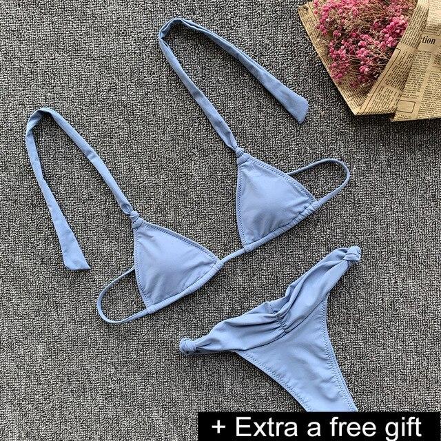 VIAOLI 2018 Sexy Ladies White Floral Halter  Biquini Swimsuit Swim Beach Wear Bathing Suit Swimwear Women Brazilian Bikini