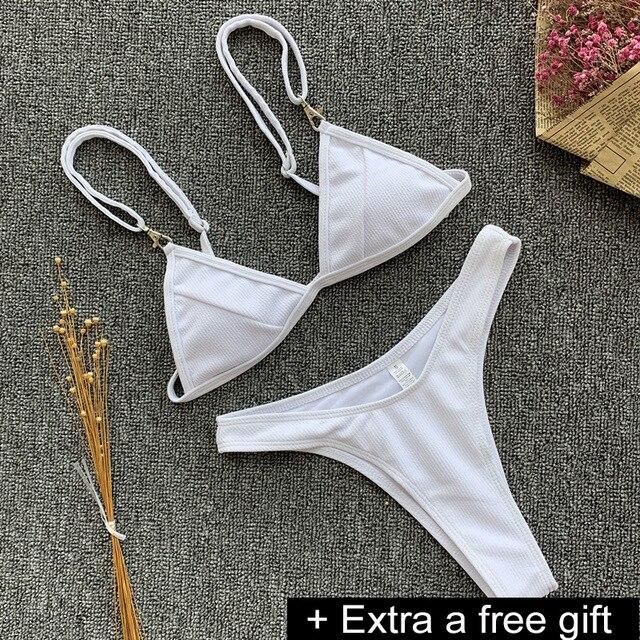 VIAOLI 2018 Sexy Ladies White Floral Halter  Biquini Swimsuit Swim Beach Wear Bathing Suit Swimwear Women Brazilian Bikini