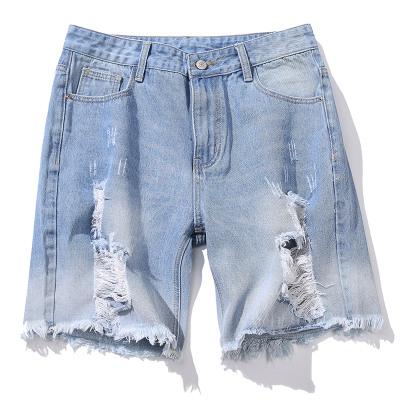 Ripped Destroyed Men Denim Shorts 2019 New Mens Hole Denim Shorts Blue Male Hip Hop Fashion Casual Men Hole Jeans Shorts