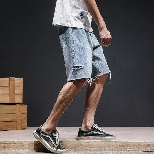ENWAYEL 2018 Brand Summer Casual Jeans Shorts Men Straight Loose Hole Ripped Distressed Short Denim Male Hip Hop Streetwear D009