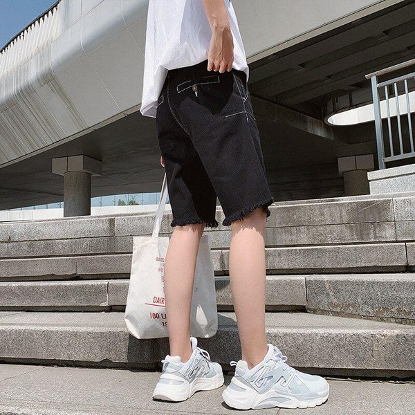 Summer New Men's Leisure Stretch Ripped Short Jeans Fashion Casual Slim Fit Cotton Breathable Denim Shorts Male Clothes