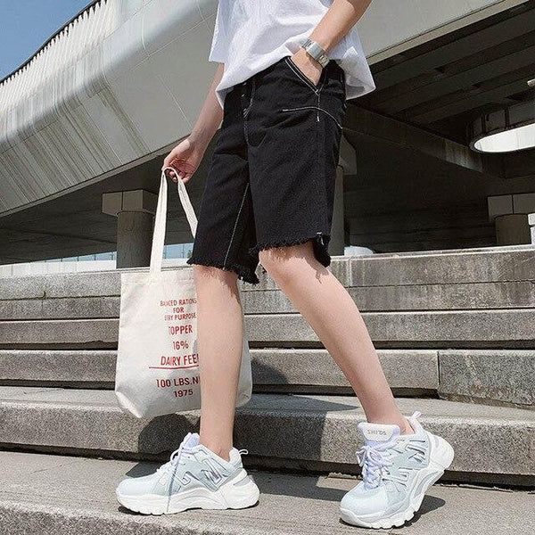 Summer New Men's Leisure Stretch Ripped Short Jeans Fashion Casual Slim Fit Cotton Breathable Denim Shorts Male Clothes