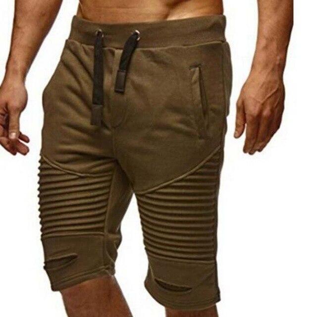 SHOKOTANO Male Summer Short Pants Solid Color Pleated Sweatpants Fashion Hip Hop Casual Jogger Male Ripped Trousers Streetwear