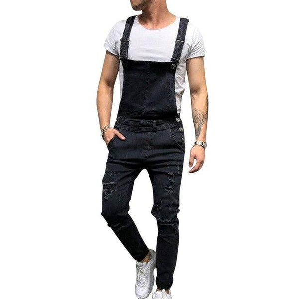 Puimentiua Plus Size Men Casual Ripped shorts  Distressed Bib Overalls Male Casual Suspender trouser Torridity Playsuit 3XL
