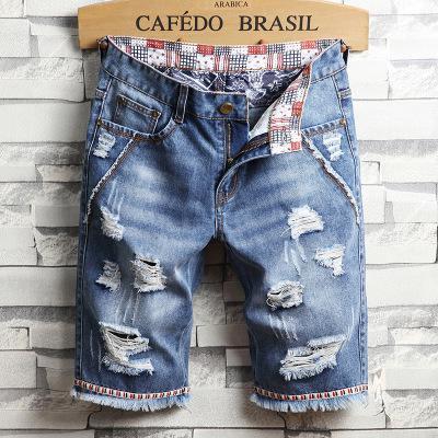 New Arrive Men's Distressed Ripped Short Jeans 2019 Summer Fashion Casual Straight Retro Patch Male Brand Denim Shorts 28 to 40