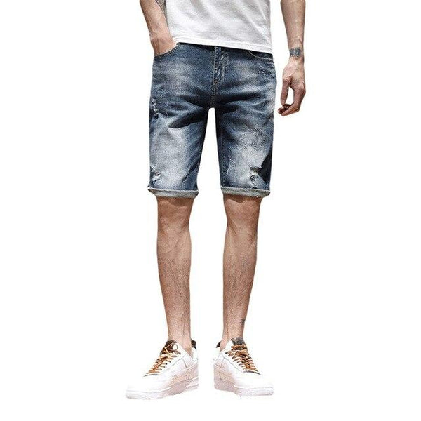 New Fashion Leisure Mens Ripped Short Jeans Brand Clothing Summer 98% Cotton Shorts Breathable Tearing Denim Shorts Male