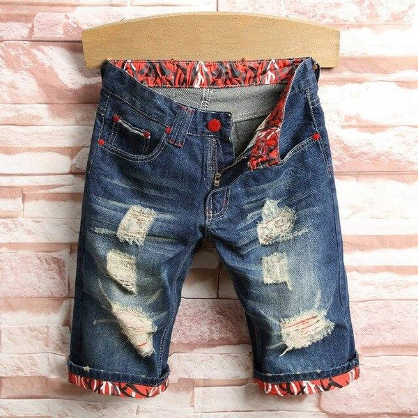 Men Knee Length Denim Jeans Shorts Leisure Holes Ripped Short Jeans For Man 2019 Summer Biker Fashion Casual Male Shorts Plus 44