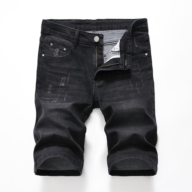 2 Styles New Fashion Men Short Summer Mens Ripped Hole Denim Shorts Elastic Distressed Washed Jeans Shorts for Male