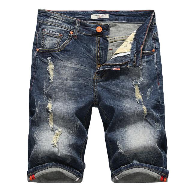 2019 Summer Denim Shorts Men Ripped Short Jeans Fashion Casual High Quality Retro Elastic Denim Shorts Male Brand Clothes