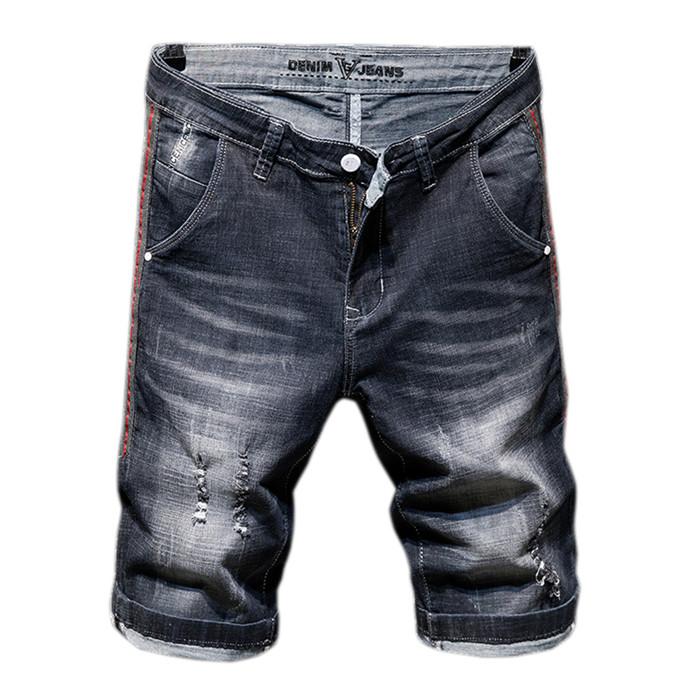 Summer New Men's Stretch Ripped Jeans Shorts Fashion Casual High Quality Slim Fit Micro Elastic Denim Shorts Male Clothes,X3108