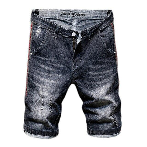 Summer New Men's Stretch Ripped Jeans Shorts Fashion Casual High Quality Slim Fit Micro Elastic Denim Shorts Male Clothes,X3108