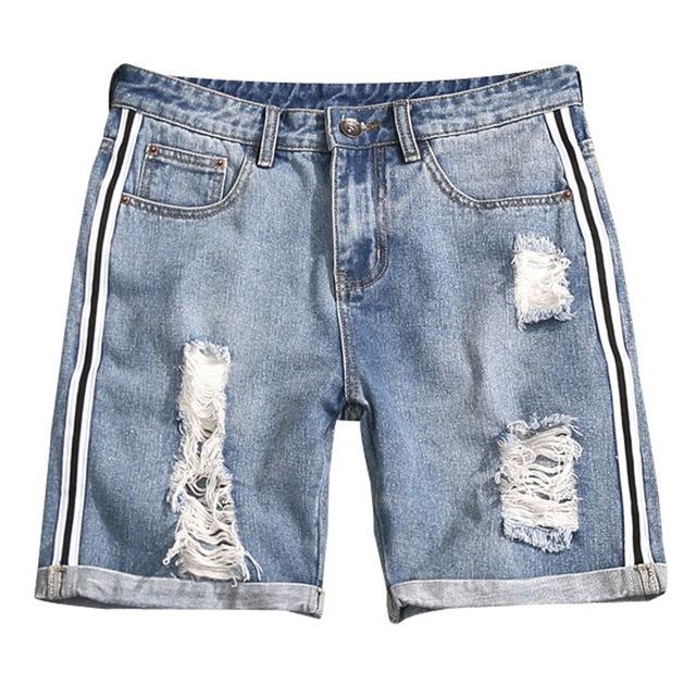 Fashion Big Size Pocket Casual Slim Short Sweatpants Jeans Pants skate board harem Mens jogger ankle Ripped wave Breathable Men