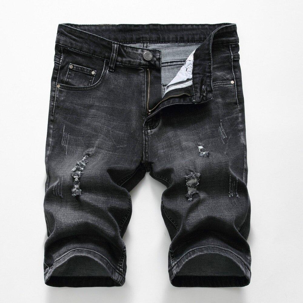 New Shorts Men Ripped Short Jeans Straight Cotton Shorts Jean Bermuda Male Denim Plus Size 28-40