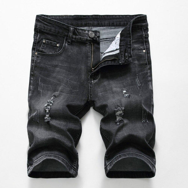 New Shorts Men Ripped Short Jeans Straight Cotton Shorts Jean Bermuda Male Denim Plus Size 28-40