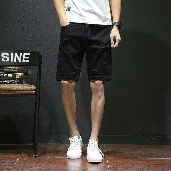 New Men's Fashion Leisure Mens Ripped Short Jeans Brand Clothing Summer Cotton Shorts Breathable Tearing Denim Shorts Male
