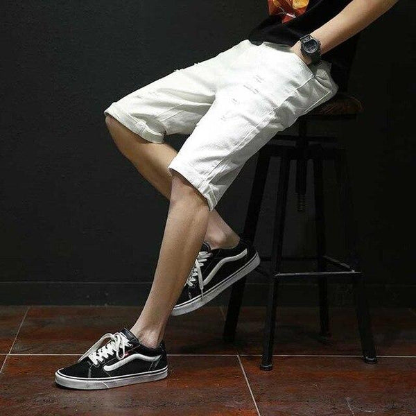 New Men's Fashion Leisure Mens Ripped Short Jeans Brand Clothing Summer Cotton Shorts Breathable Tearing Denim Shorts Male