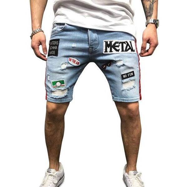 Men Denim Shorts Hole Casual Shorts New Fashion Leisure Mens Ripped Short Jeans Male Clothing Summer Cotton Breathable Shorts