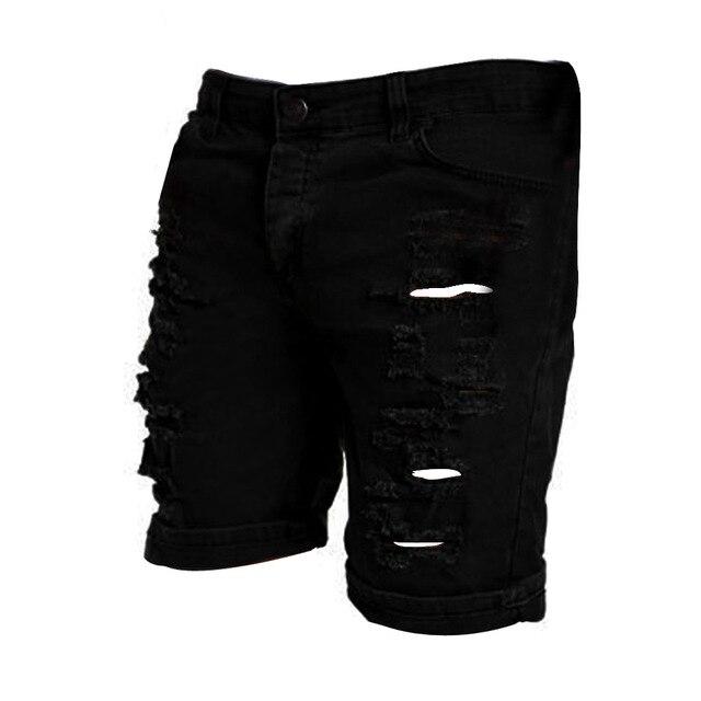 Men's Casual Jeans Destroyed Knee Length Hole Ripped Pants #1
