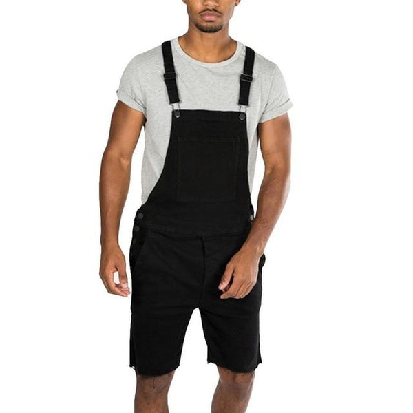 WENYUJH Summer Fashion Men Ripped Jeans Jumpsuits Shorts Street Style Distressed Denim Bib Overalls Mens Casual Suspender Pant