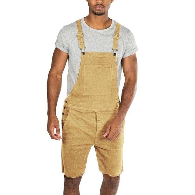 WENYUJH Summer Fashion Men Ripped Jeans Jumpsuits Shorts Street Style Distressed Denim Bib Overalls Mens Casual Suspender Pant