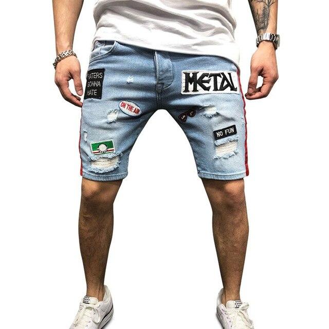 Men Denim Shorts Hole Casual Shorts New Fashion Leisure Mens Ripped Short Jeans Male Clothing Summer Cotton Breathable Shorts